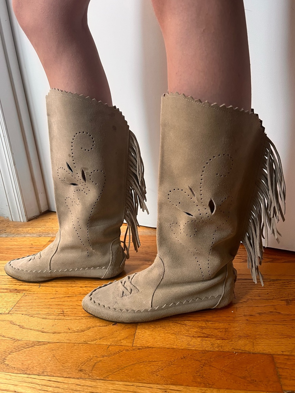 Vintage Boho Suede Fringe Boots